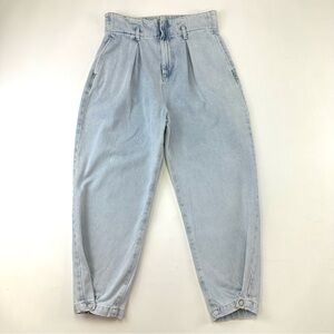 Mango Light Wash High-Waist Tapered Jeans